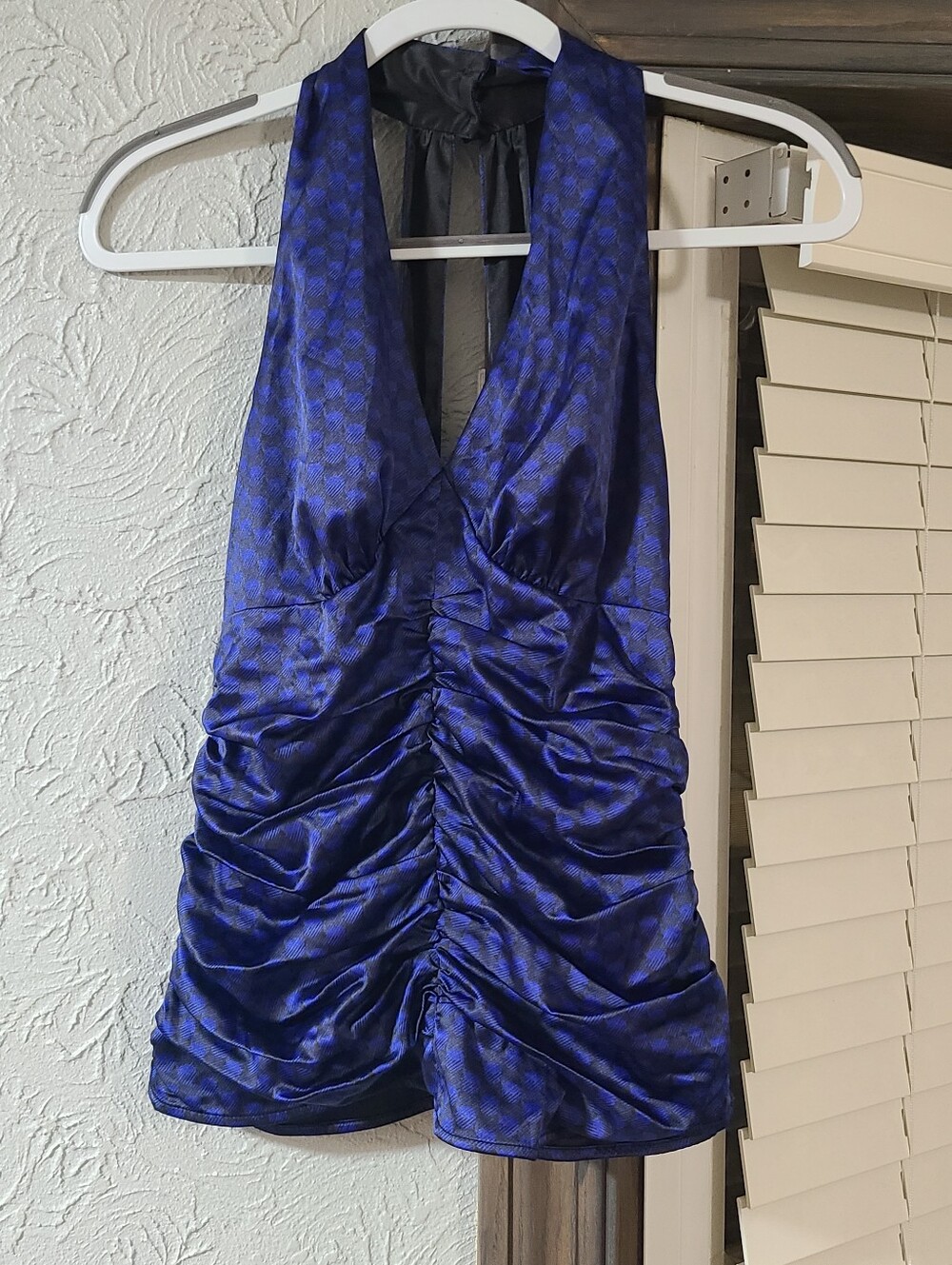 Express Womens Top Abstract Blue Black Fancy Dressy Sleeveless Zip Side *NWT*